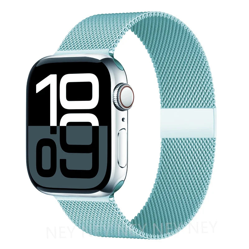 Colorful Milanese Mesh Apple Watch Band in Pale Aqua