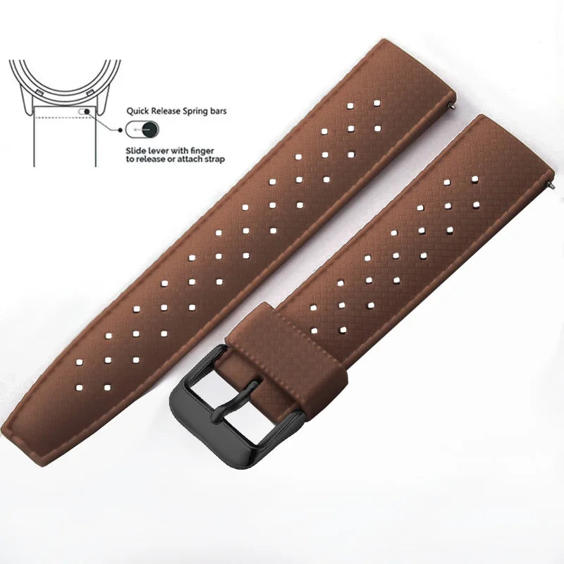 Tropic Silicone Band for Motorola Moto — Brown / Black Buckle (Option 4)