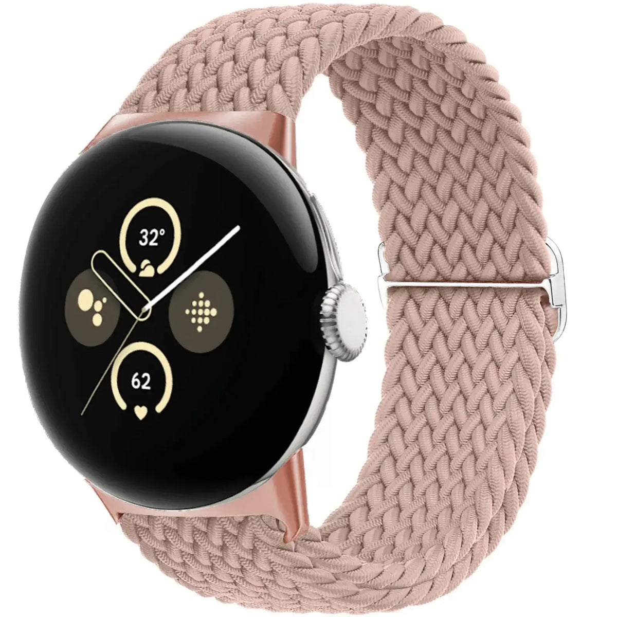 Braided Nylon Google Pixel Watch Loop with Slider in Blush Pink