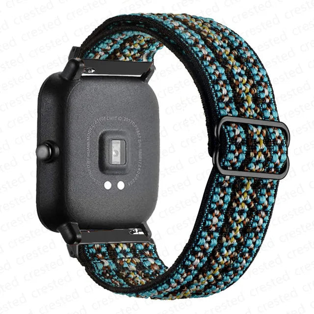 COROS Adjustable Elastic Fabric Watch Band - Turquoise Woven Pattern