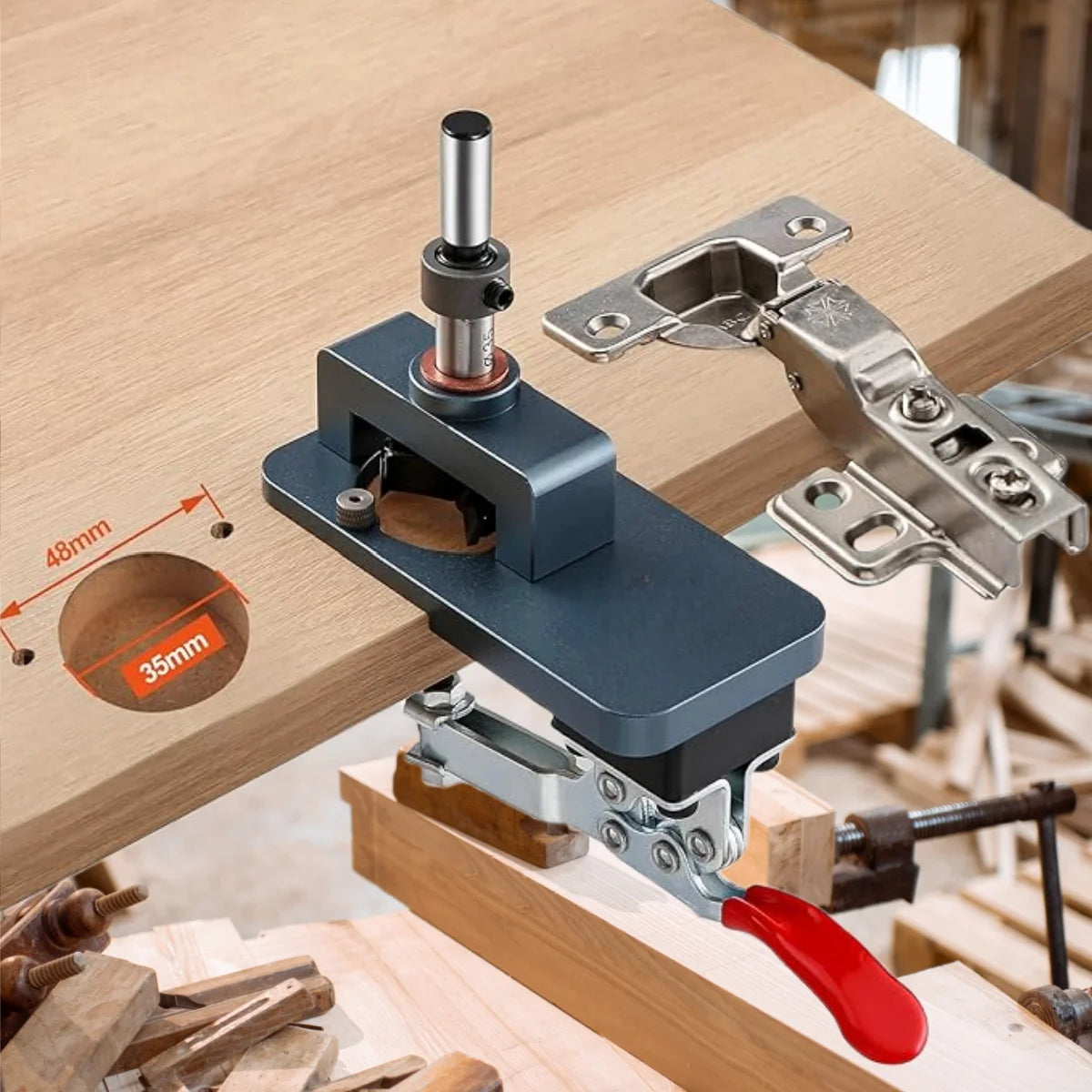 35mm Concealed Hinge Jig with Quick Clamp & Forstner Bit
