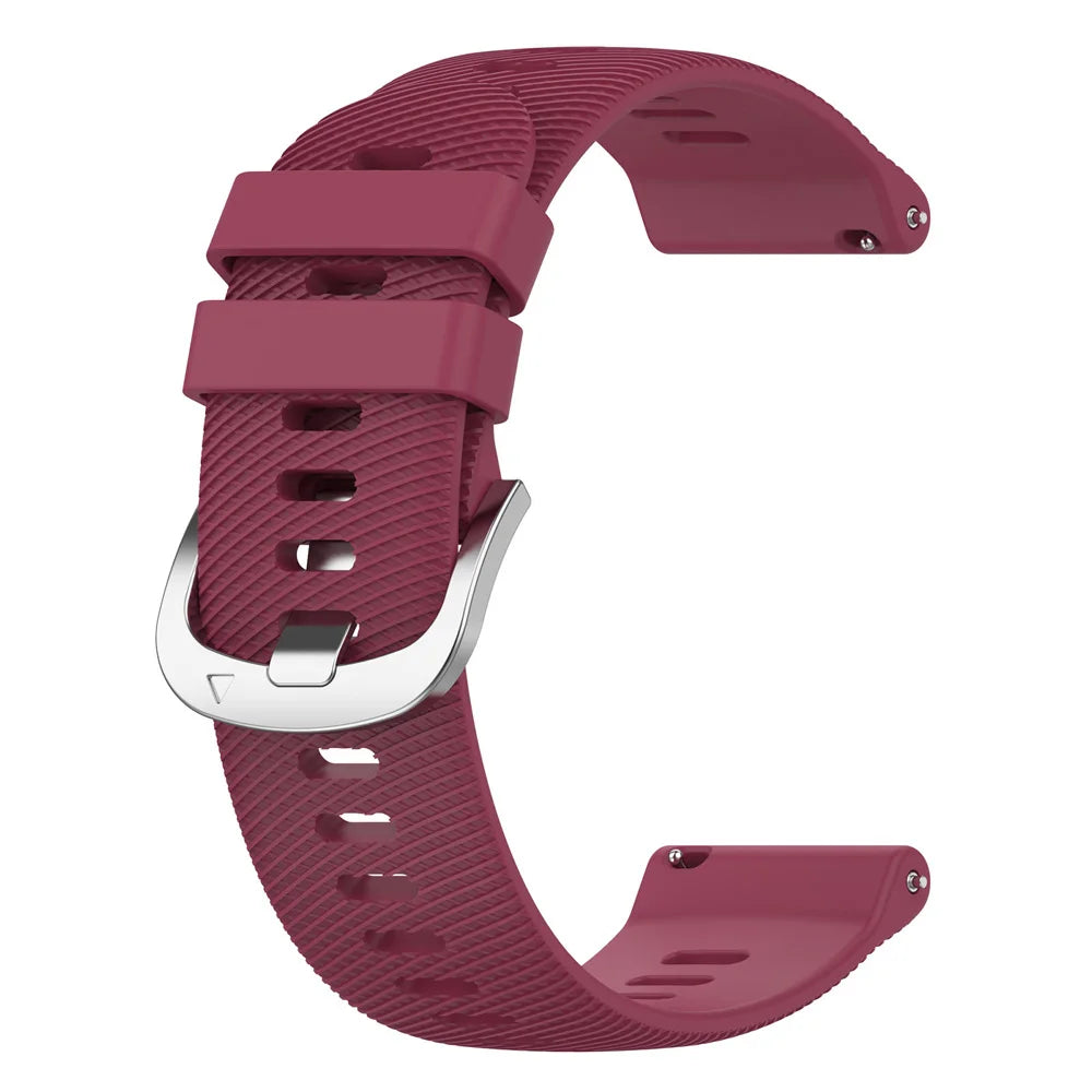 Polar Textured Silicone Sport Band in Solid and Two-Tone Colors — Wine Red / Silver Buckle