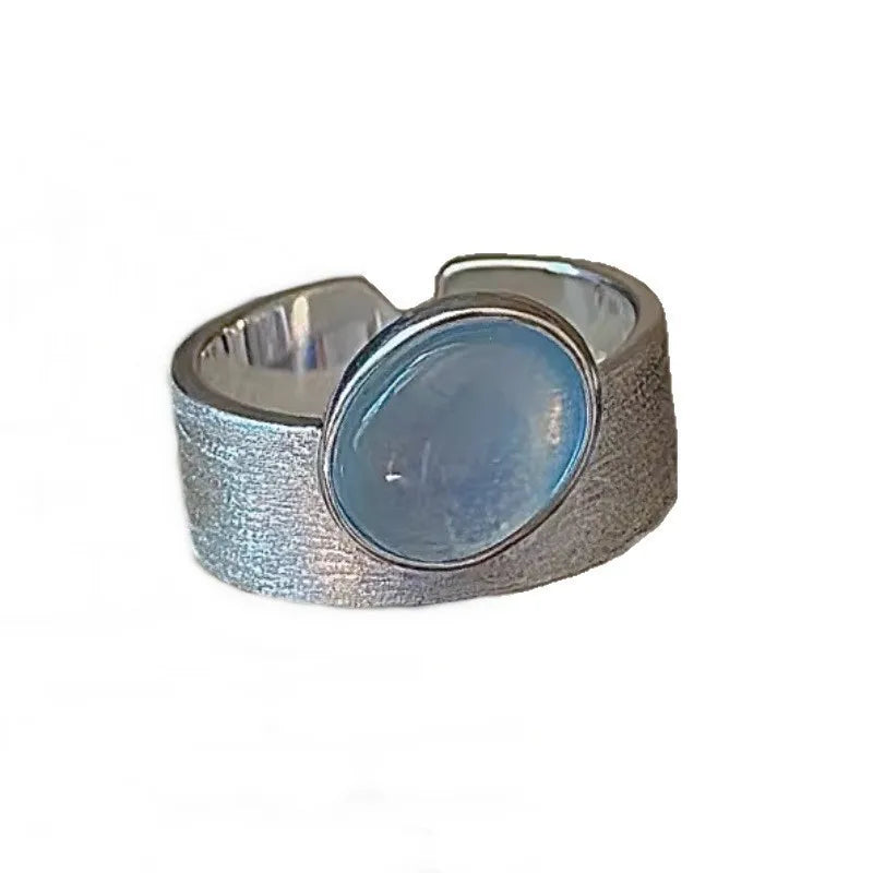 Simulated Moonstone Ring, Adjustable, 925 Sterling Silver, photo 6