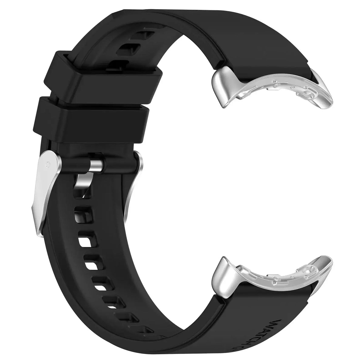 Buckle Silicone Google Pixel Watch Band with Double Keepers in Black