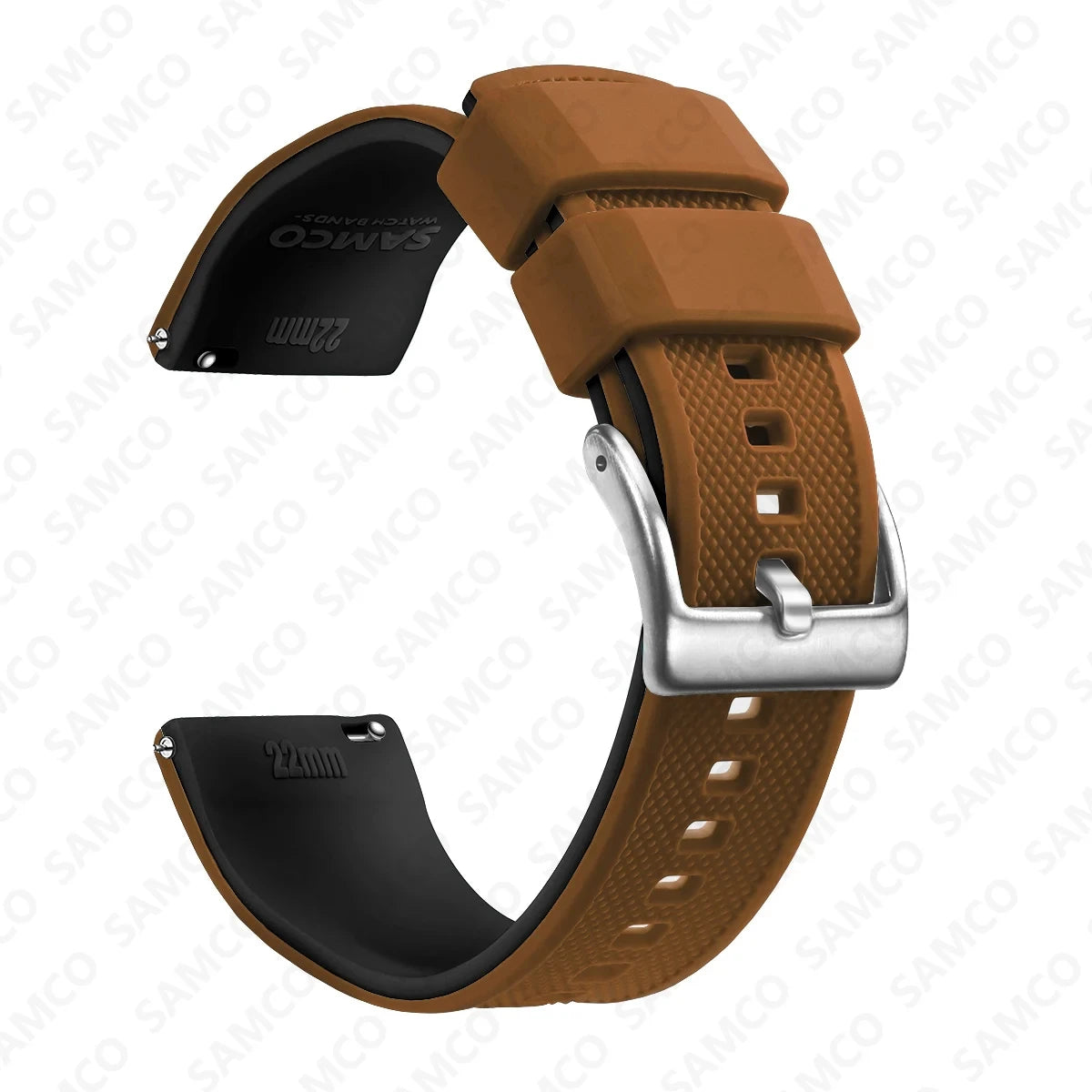 Motorola Moto Textured Silicone Band with Buckle Choices — Brown / Black / Silver Buckle