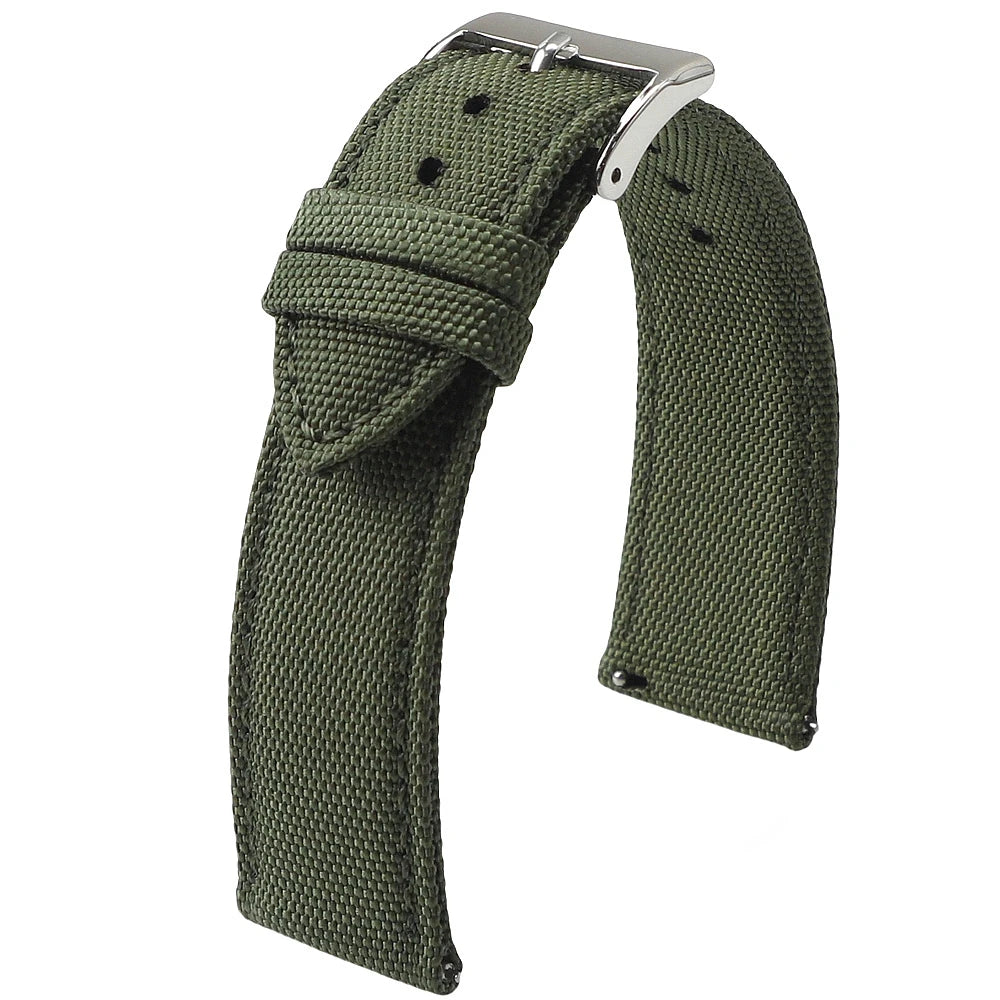 Polar Sailcloth Nylon Watch Band with Pin Buckle — Army Green