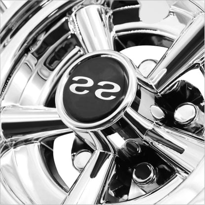 Chrome Golf Cart Hub Cap, 8 in 5-Spoke Wheel Cover