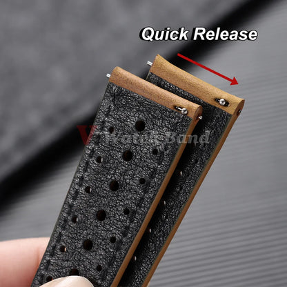 Garmin Perforated Racing Leather Band — quick-release pin close-up