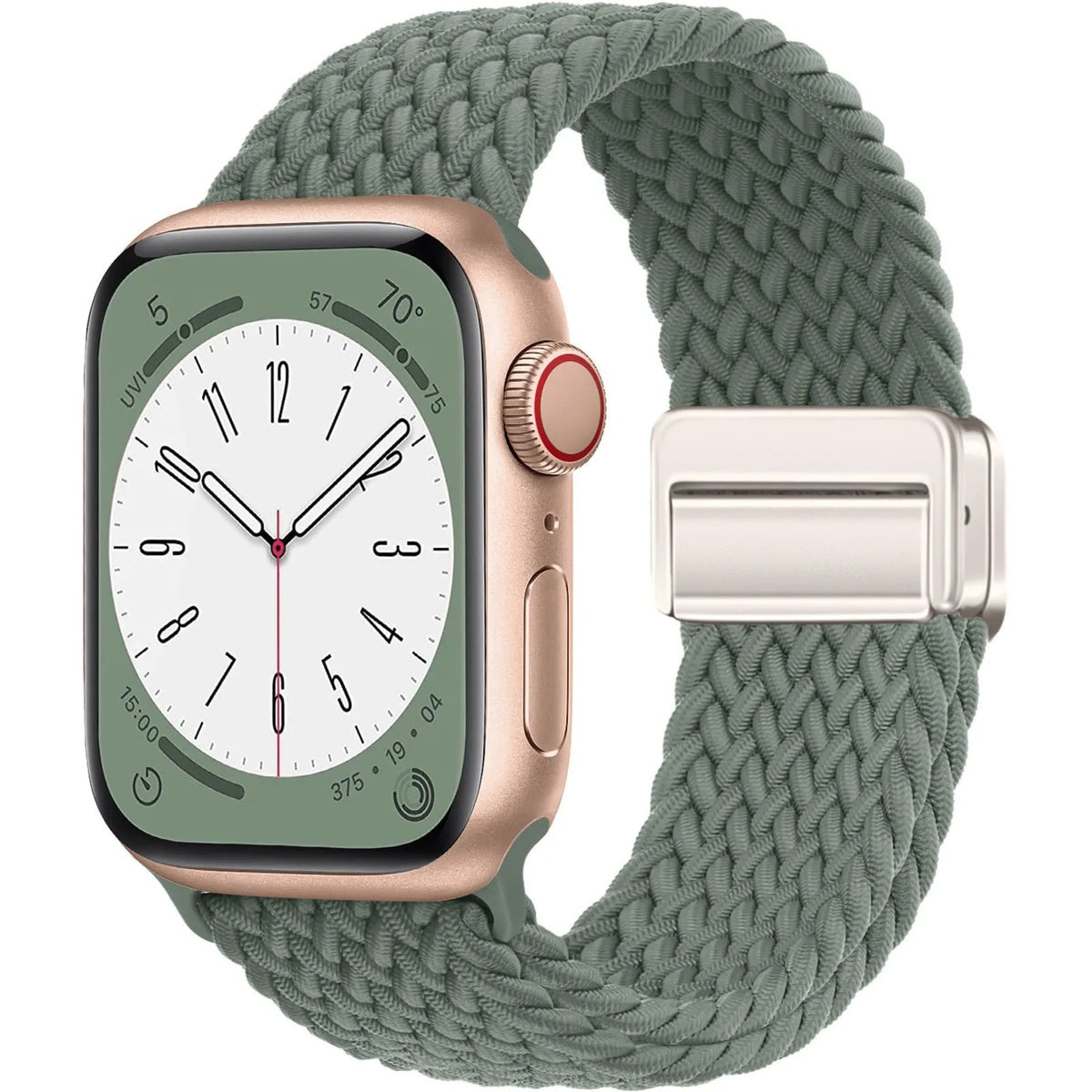 Braided Nylon Apple Watch Band with Magnetic Clasp in Sage Green