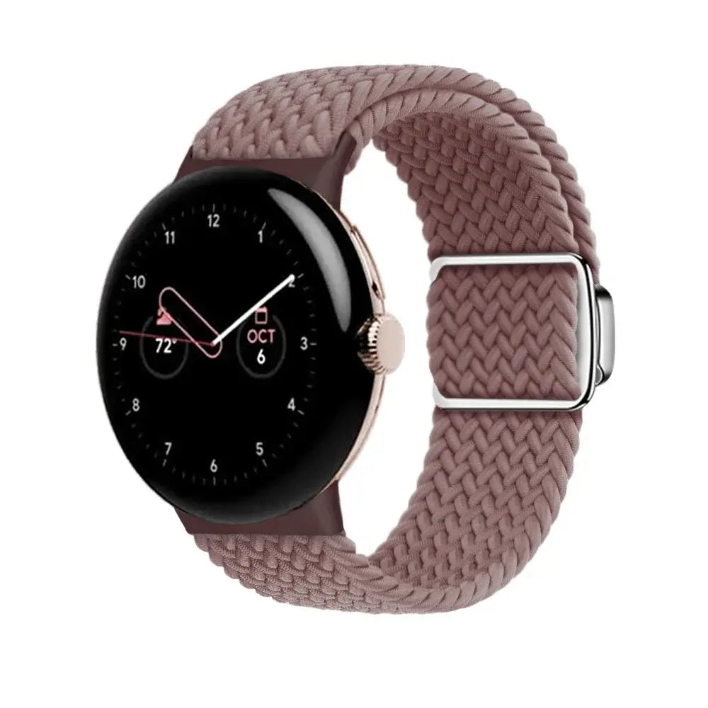 Stretch Braided Google Pixel Watch Loop with Metal Slider in Smoky Mauve