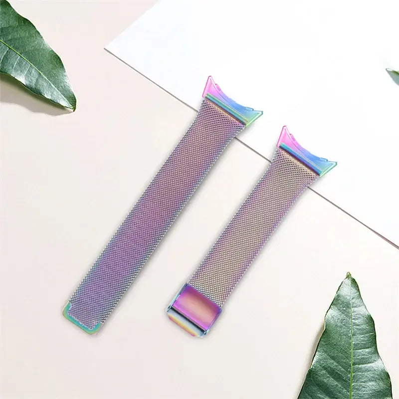 Rainbow mesh strap laid flat