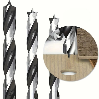 Brad point drill bit center point and spurs