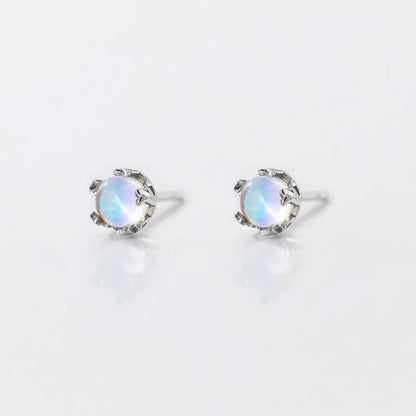 Moonstone Stud Earrings, 925 Sterling Silver, photo 5