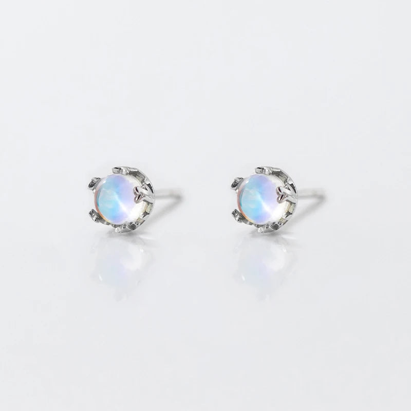 Moonstone Stud Earrings, 925 Sterling Silver, photo 5
