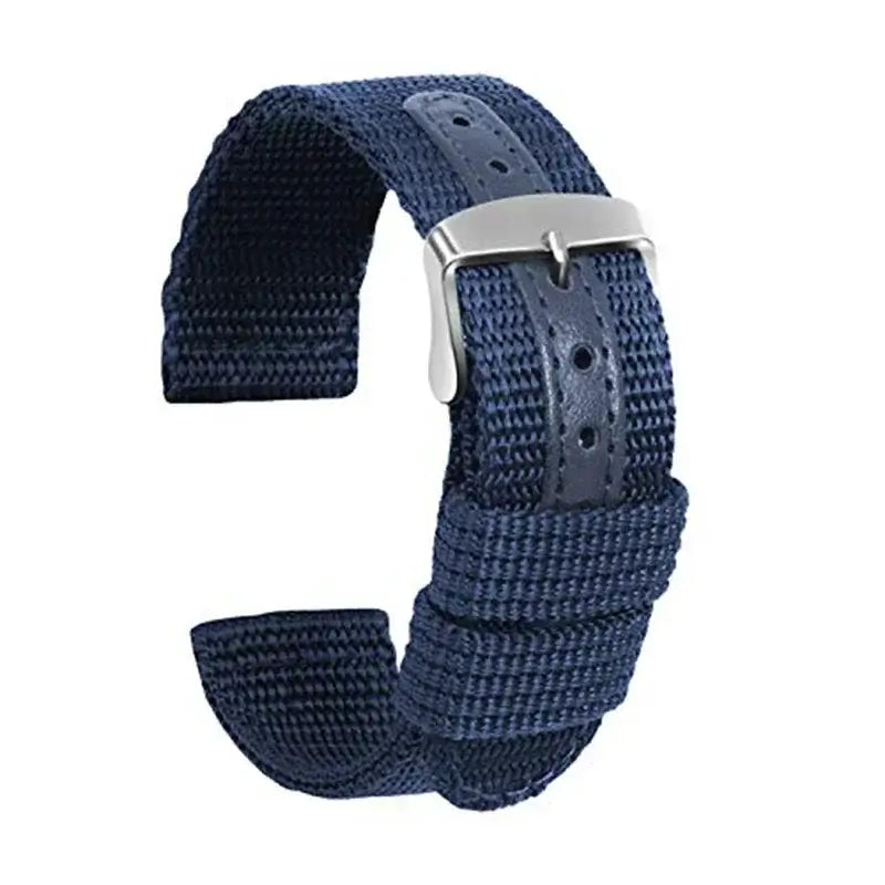 Navy blue reinforced nylon band with silver-tone buckle