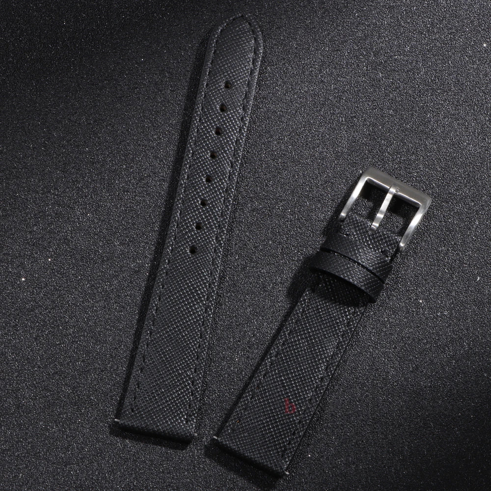 Garmin 18/20/22mm Quick Release Saffiano Leather Band in Black