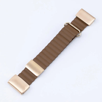 Garmin leather band for smartwatch, 22mm and 26mm, premium comfort strap with gold accents, stylish replacement strap.