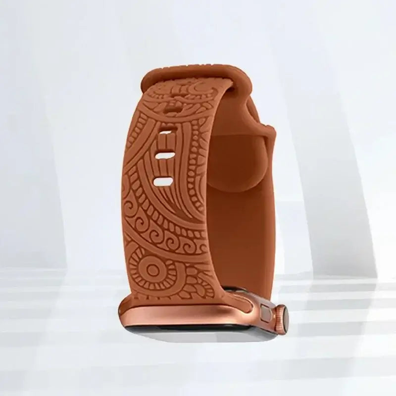 Cognac Ornamental silicone Apple Watch band