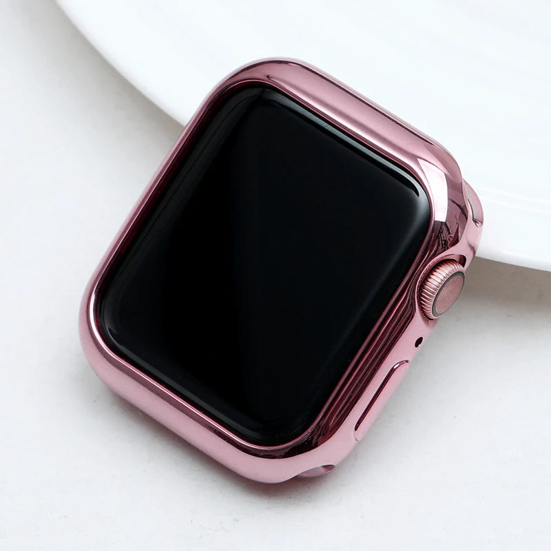Apple Watch with a sleek rose gold stainless steel strap, showcasing a modern design on a minimalist background.