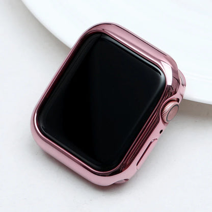 Apple Watch with a sleek rose gold stainless steel strap, showcasing a modern design on a minimalist background.