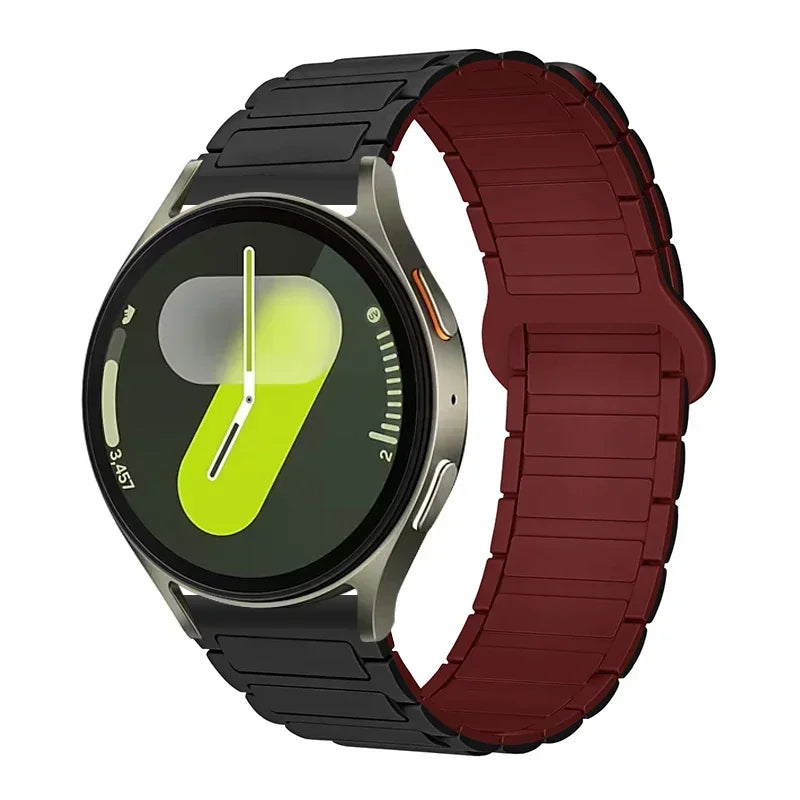 Polar Ribbed Magnetic Silicone Loop Band — Black / Wine Red