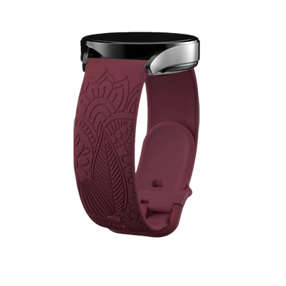 Garmin Engraved Mandala Silicone Band in Crimson
