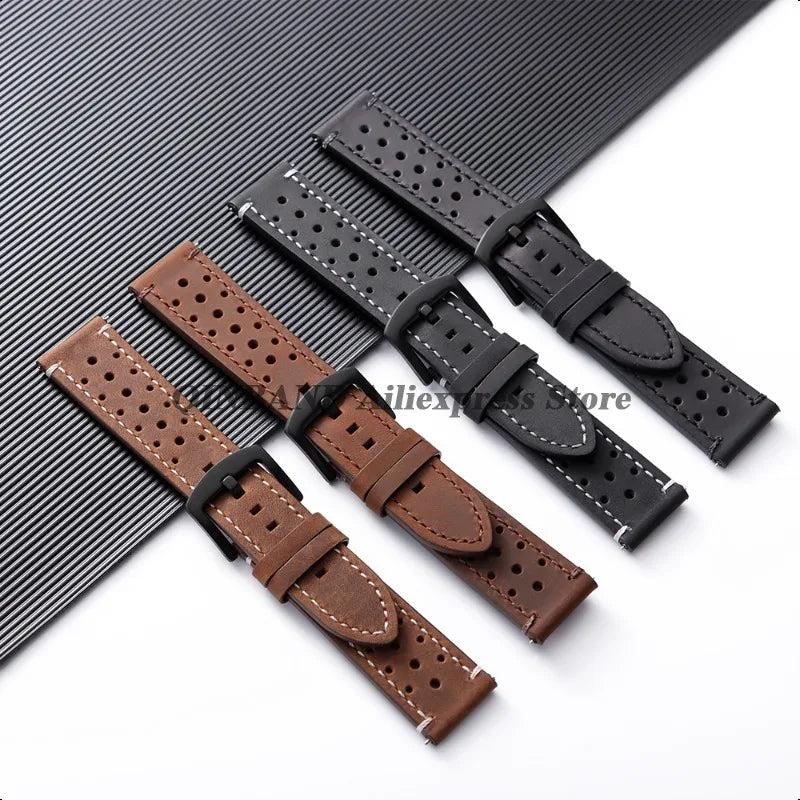 Black and brown leather band buckle details for COROS – BandsCo Straps