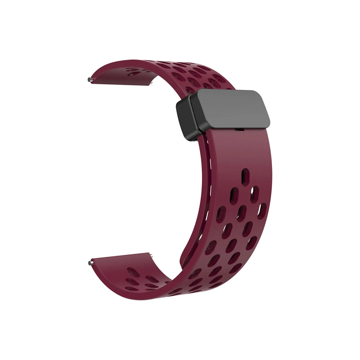 COROS Perforated Silicone Band with Magnetic Clasp – Wine Red / Black Clasp