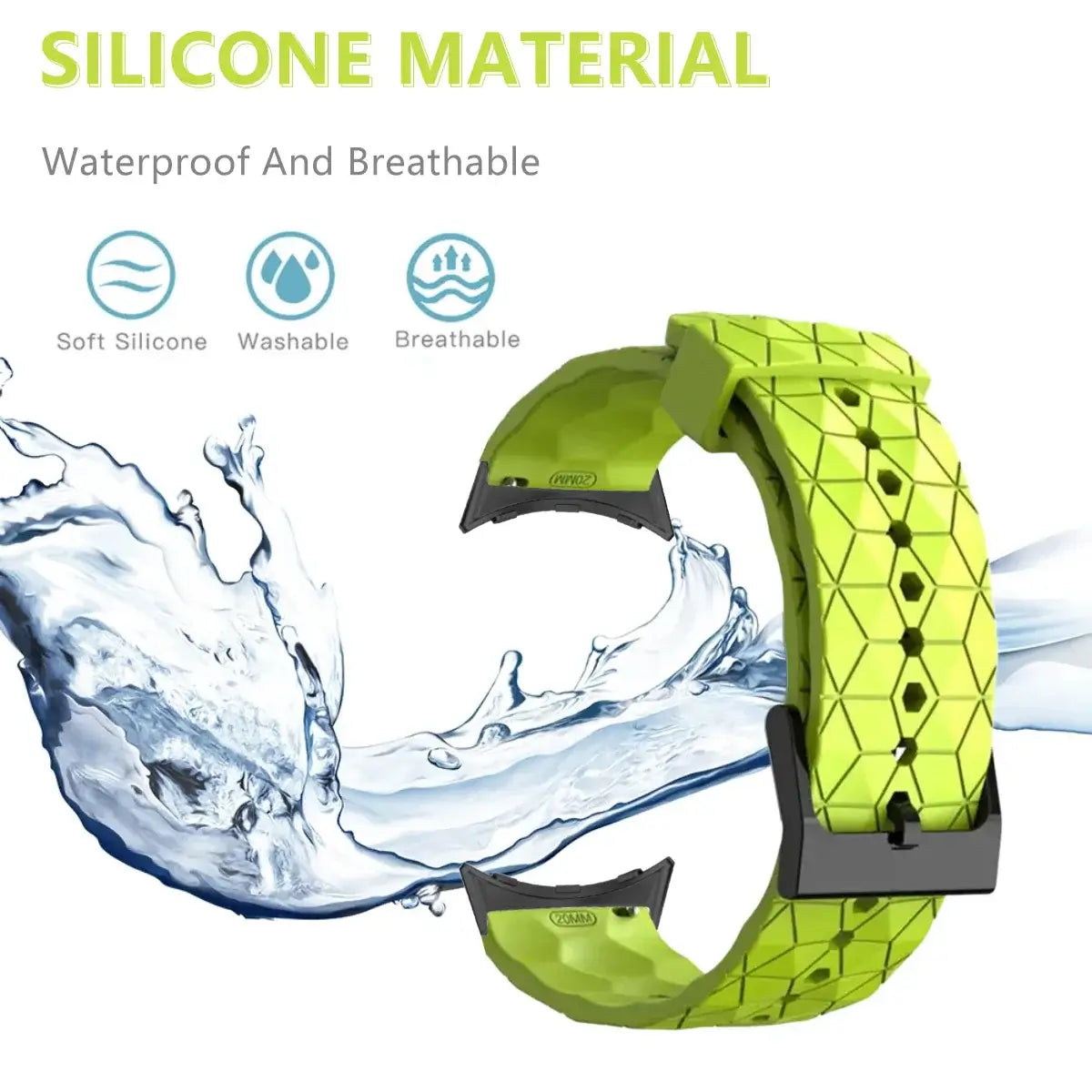 Lime geometric silicone strap with textured surface detail