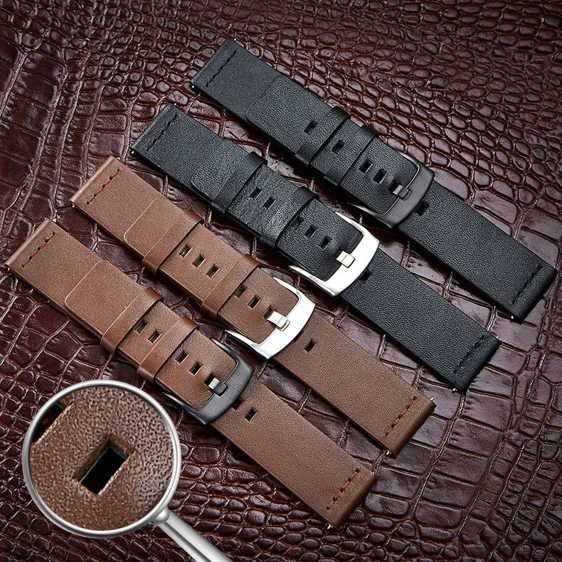 Motorola Moto Leather Band with Square Adjustment Holes — Leather surface and square adjustment holes