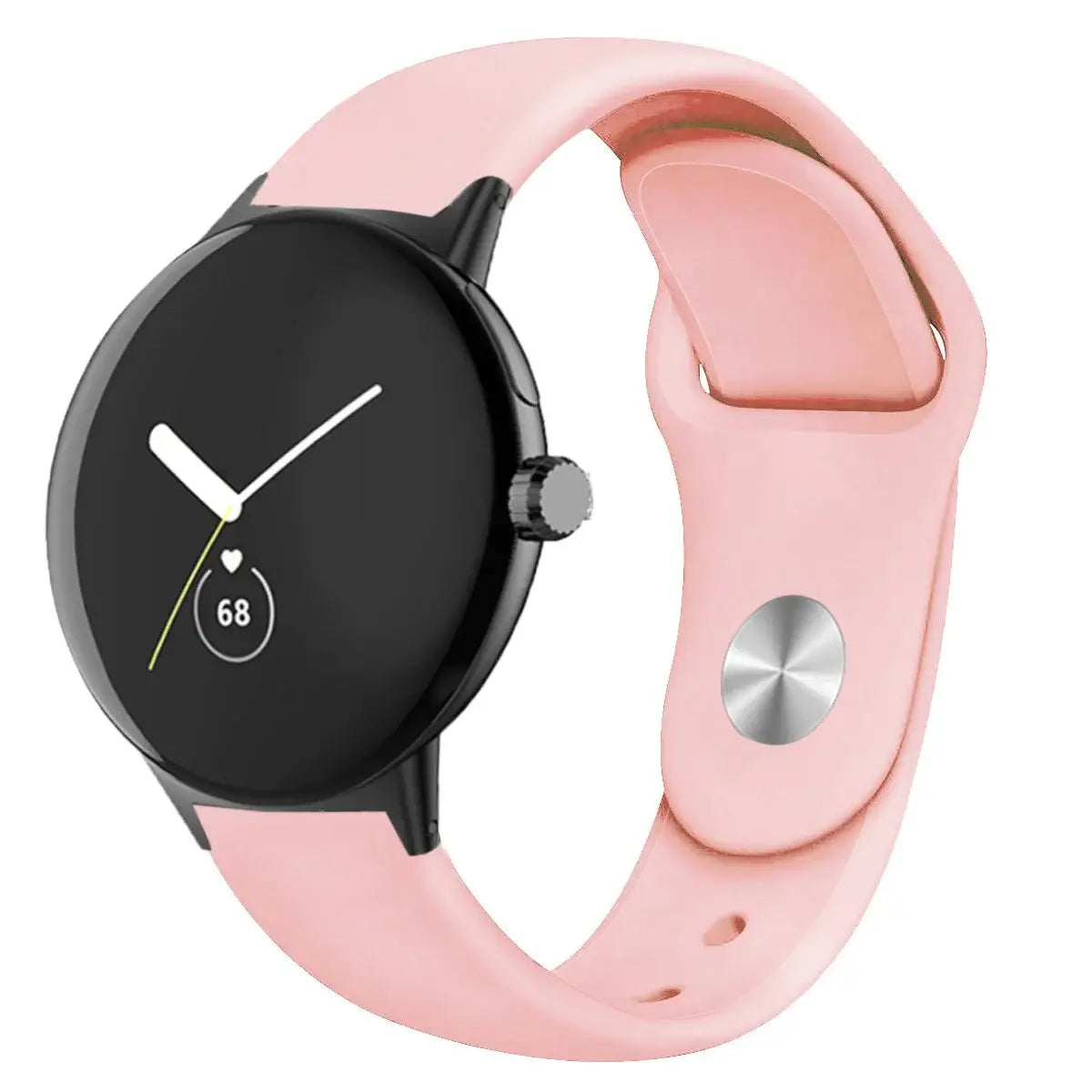 Round Stud Silicone Google Pixel Watch Band in Peach Pink