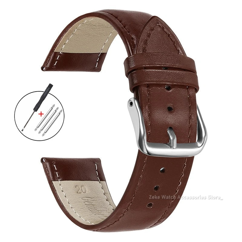 Slim Calfskin Band in Dark Brown with Silver Buckle