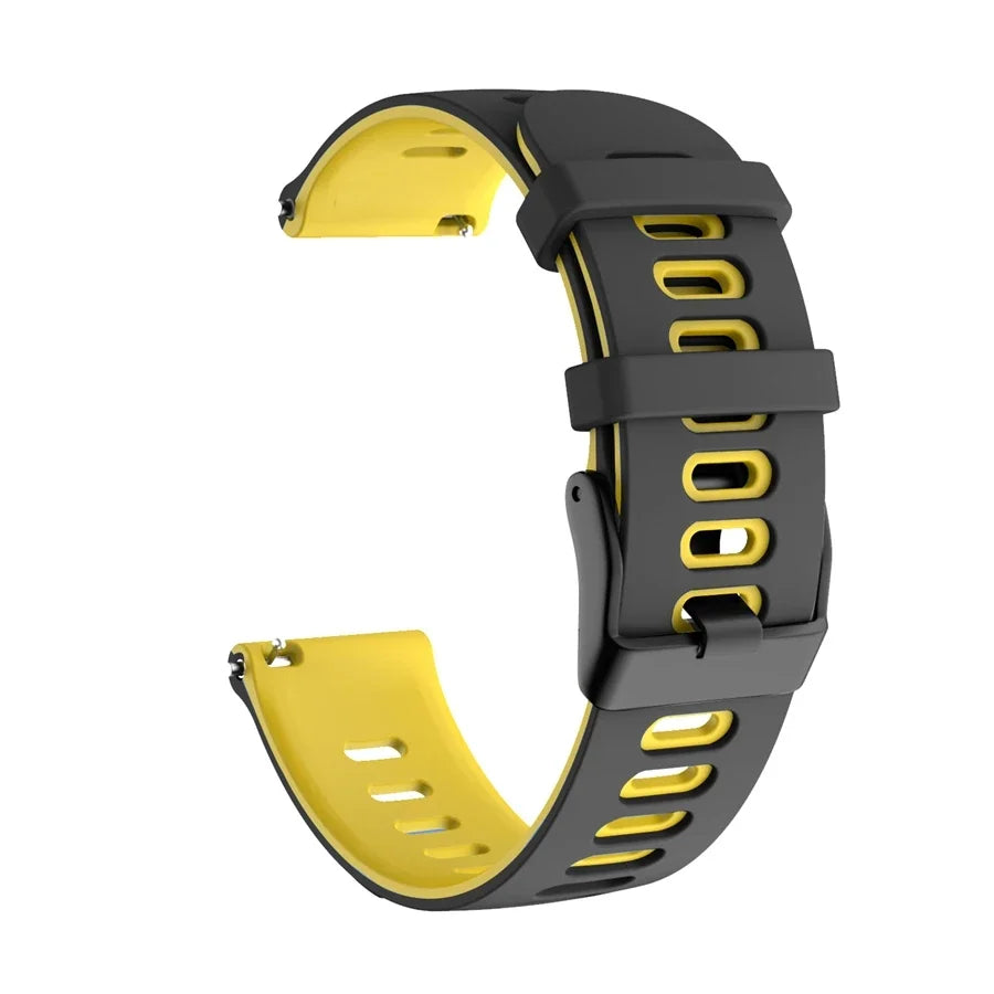 OnePlus Smartwatch Silicone Band Sports Strap Replacement Bracelet in black and yellow color.
