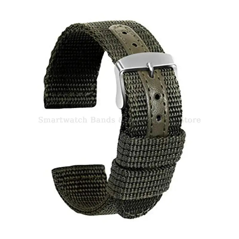 Samsung Galaxy Watch Reinforced Nylon Band in Army Green / Silver Buckle