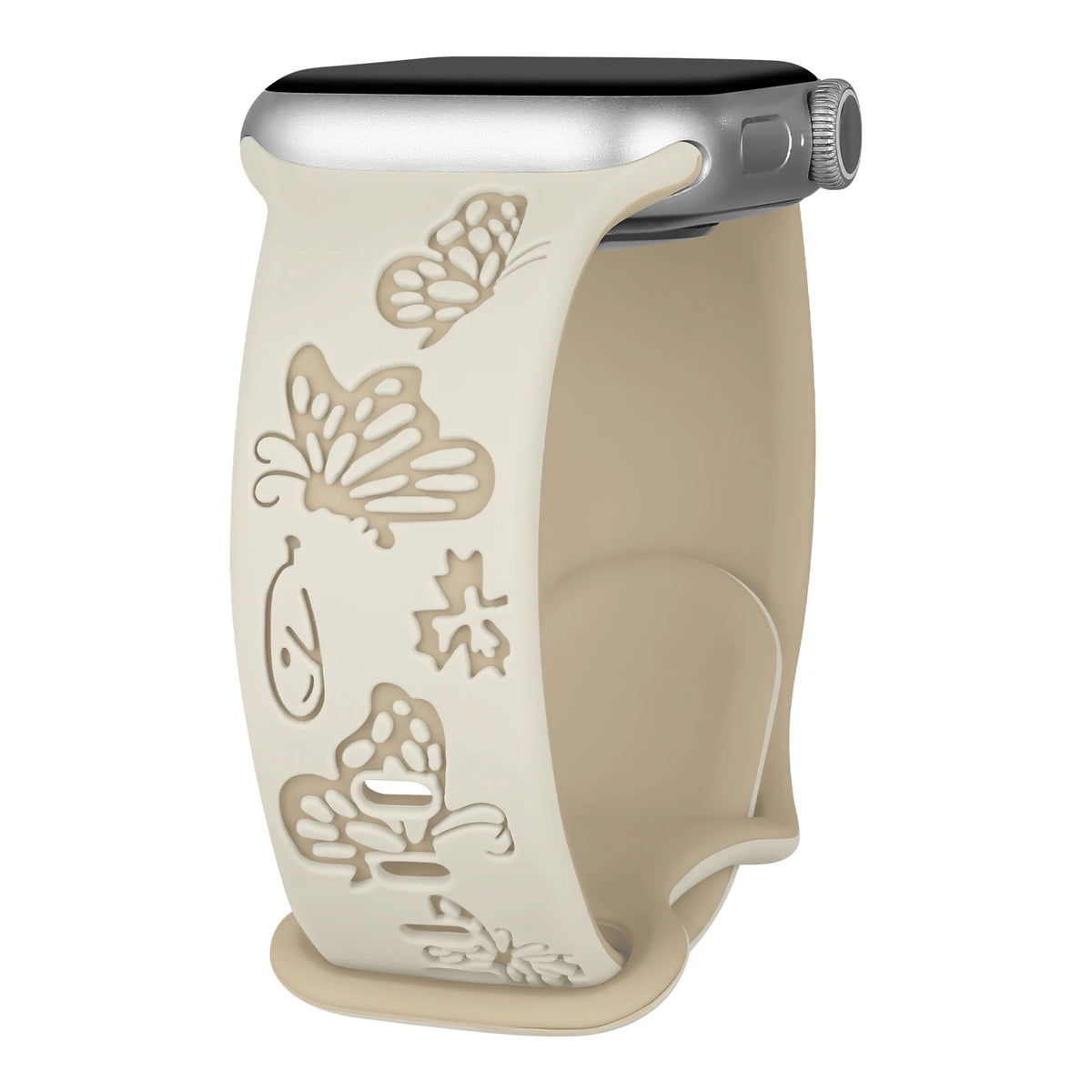 Two-Tone Butterfly Silicone Apple Watch Band in Ivory / Sand