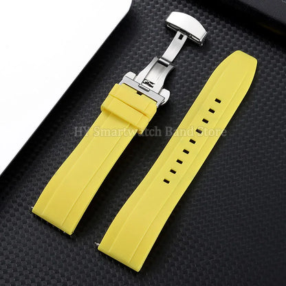 Silicone Butterfly Clasp Band in Yellow with Silver Clasp