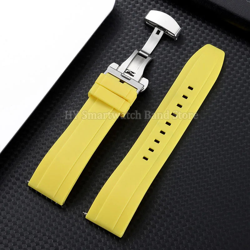 Silicone Butterfly Clasp Band in Yellow with Silver Clasp
