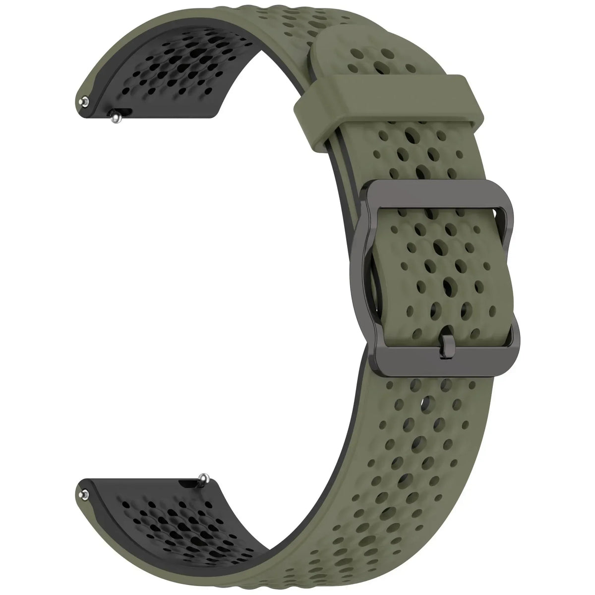 Perforated Silicone Buckle Band for Polar – Olive Green / Black