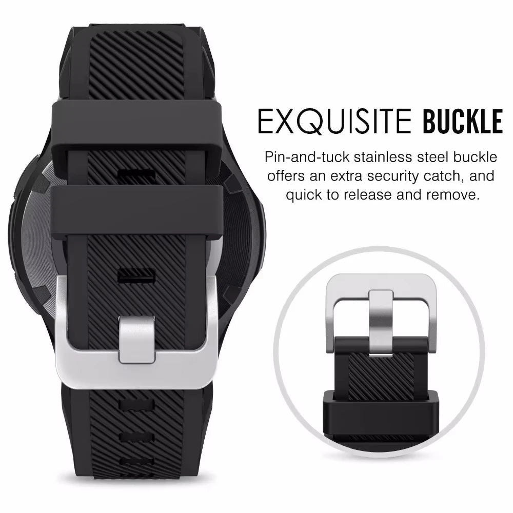 COROS Textured Silicone Watch Band with Pin Buckle - Silver-tone pin buckle detail