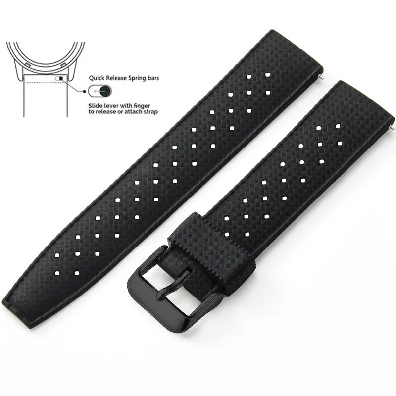 Tropic Silicone Band for Motorola Moto — Black / Black Buckle (Option 4)