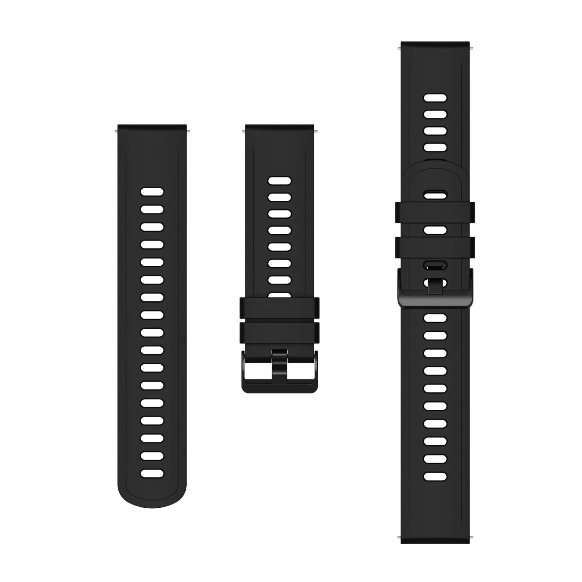 Silicone Pin Buckle Band for Polar – black strap front and back