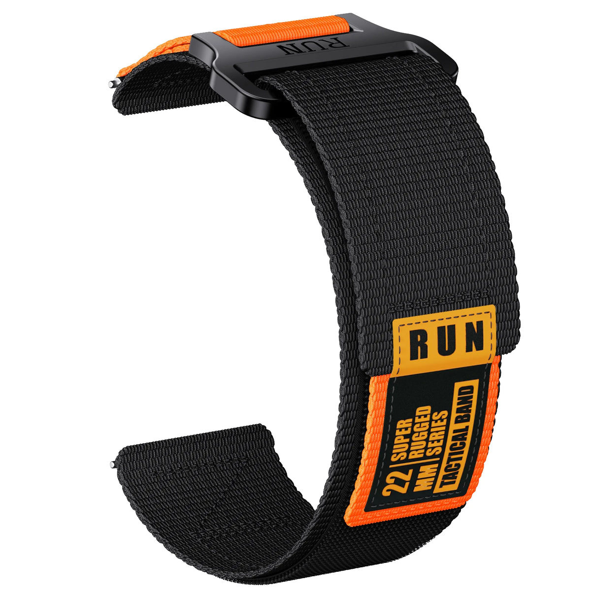 COROS Nylon Hook-and-Loop Band with Label Detail – Black / Orange Label