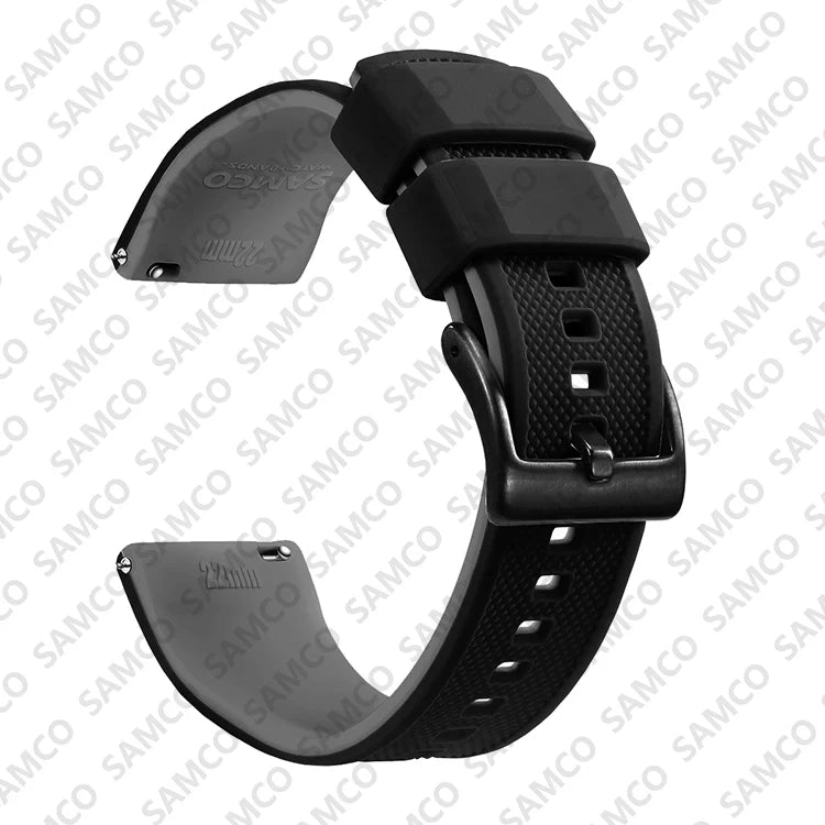 Polar Textured Silicone Band with Buckle Choices – Black / Gray / Black Buckle