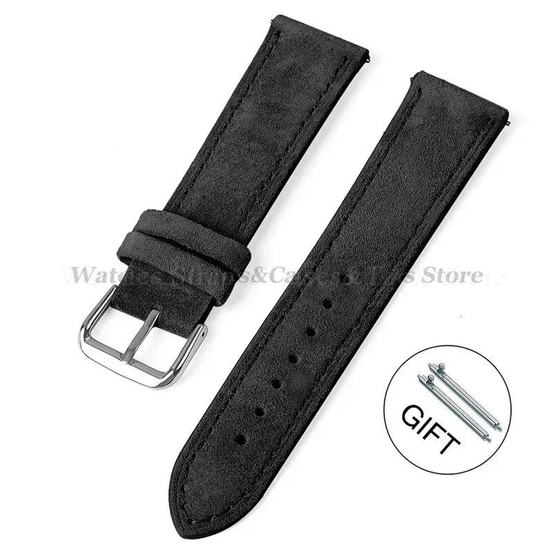 COROS Suede Leather Band with Tonal Stitching – Black