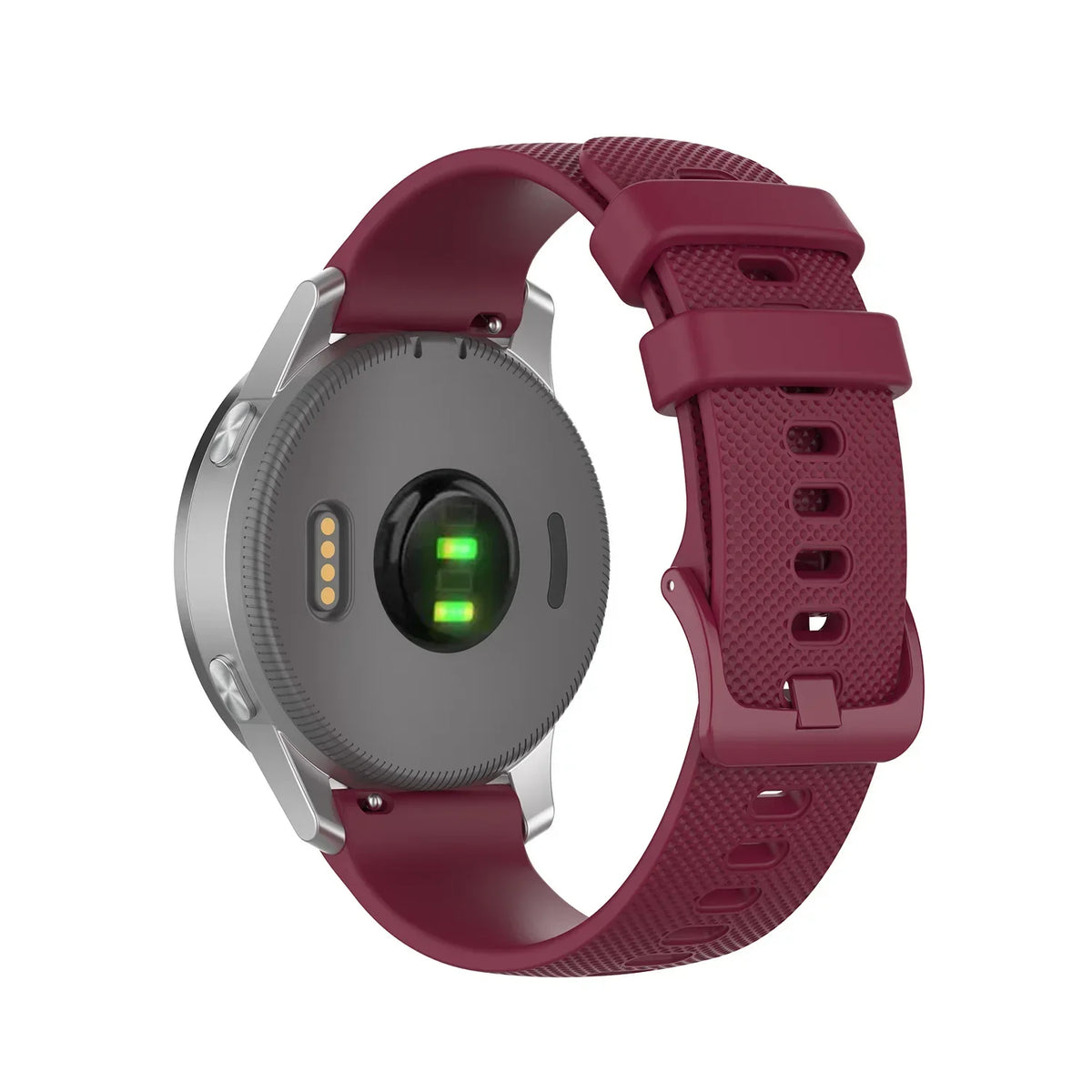 OnePlus Smartwatch Bands Silicone Strap Breathable Sport Watch Band in maroon color, showing back view with sensors.