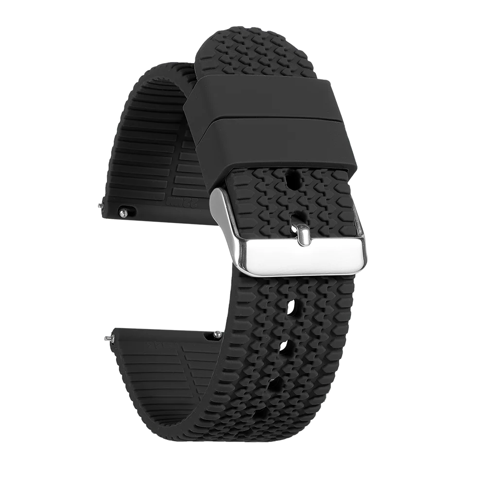 Tread Pattern Silicone Band in Black