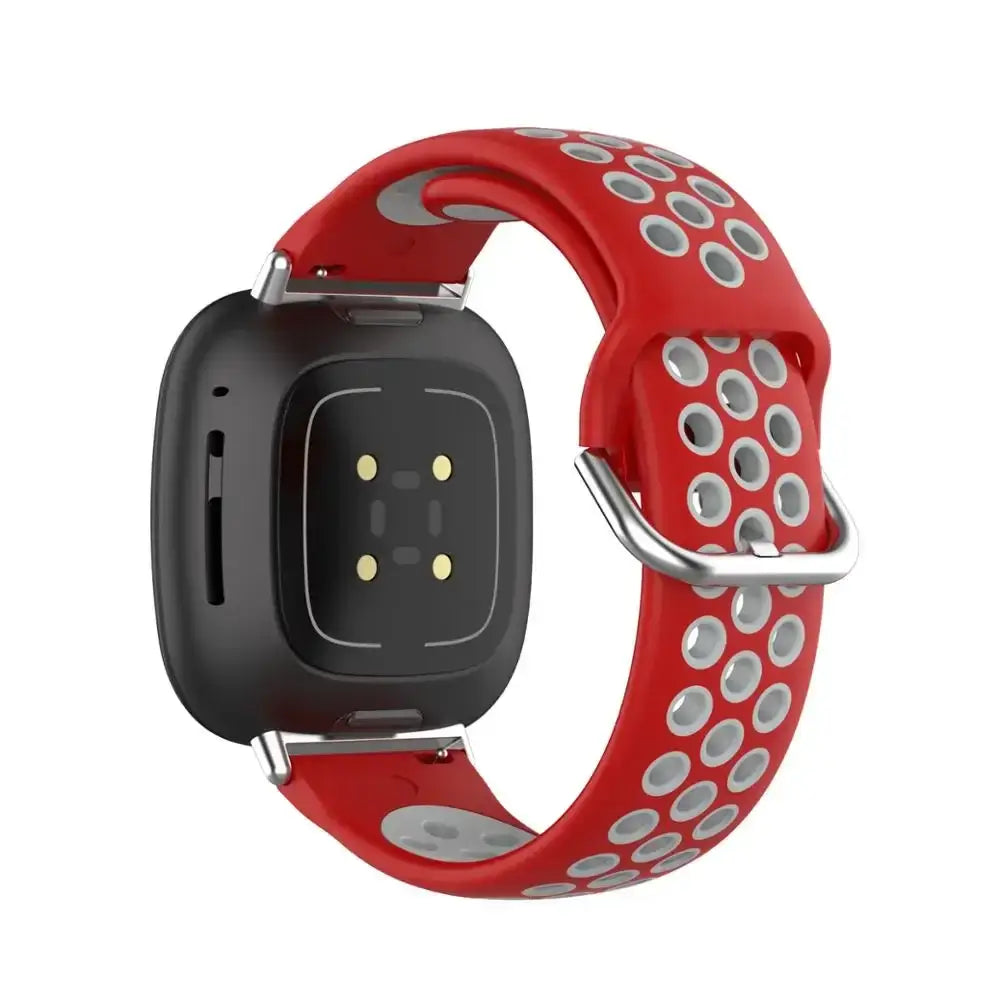 Fitbit Versa 3/4 & Sense 1/2 Two-Tone Perforated Band - Red / Gray