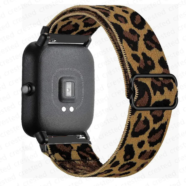 COROS Adjustable Elastic Fabric Watch Band - Brown Leopard