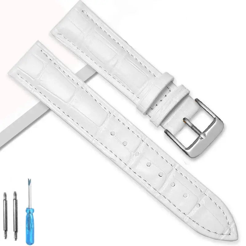 Suunto Crocodile-Embossed Leather Buckle Band – White / Silver Buckle