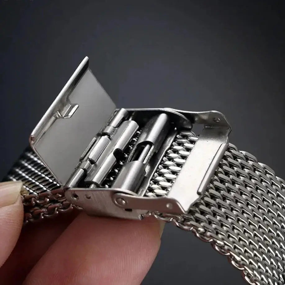Adjustable mesh band clasp opened for compatible Huawei watches